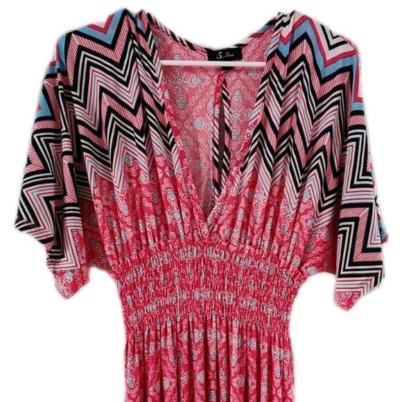 5th and Love Pink Boho Maxi Dress With Dolman Sleeves Boho Gypsy Size Large - Picture 3 of 9